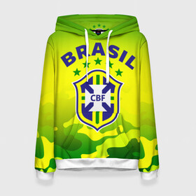 Женская толстовка 3D с принтом Бразилия в Петрозаводске, 100% полиэстер  | двухслойный капюшон со шнурком для регулировки, мягкие манжеты на рукавах и по низу толстовки, спереди карман-кенгуру с мягким внутренним слоем. | brasil | brazil | бразилия | бразильская сборная | сборная бразилии | сборная бразилии по футболу | сборные | форма | футбол | футбольные сборные | чемпиона | чемпионат мира