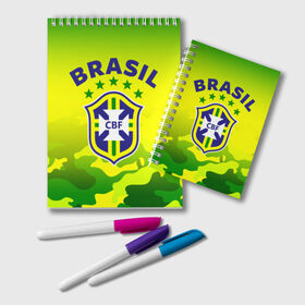 Блокнот с принтом Бразилия в Петрозаводске, 100% бумага | 48 листов, плотность листов — 60 г/м2, плотность картонной обложки — 250 г/м2. Листы скреплены удобной пружинной спиралью. Цвет линий — светло-серый
 | Тематика изображения на принте: brasil | brazil | бразилия | бразильская сборная | сборная бразилии | сборная бразилии по футболу | сборные | форма | футбол | футбольные сборные | чемпиона | чемпионат мира