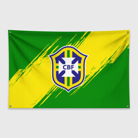 Флаг-баннер с принтом Бразилия в Петрозаводске, 100% полиэстер | размер 67 х 109 см, плотность ткани — 95 г/м2; по краям флага есть четыре люверса для крепления | brasil | brazil | бразилия | бразильская сборная | сборная бразилии | сборная бразилии по футболу | сборные | форма | футбол | футбольные сборные | чемпиона | чемпионат мира