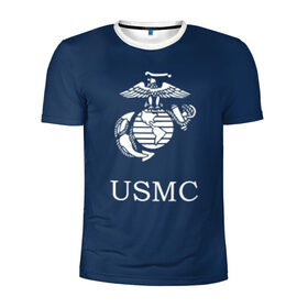 Мужская футболка 3D спортивная с принтом United States Marine Corps в Петрозаводске, 100% полиэстер с улучшенными характеристиками | приталенный силуэт, круглая горловина, широкие плечи, сужается к линии бедра | u.s. army | u.s. navy | армия | морская пехота