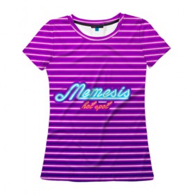 Женская футболка 3D с принтом Memesis Neon в Петрозаводске, 100% полиэфир ( синтетическое хлопкоподобное полотно) | прямой крой, круглый вырез горловины, длина до линии бедер | 