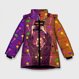 Зимняя куртка для девочек 3D с принтом Gone Fludd (art) 4 в Петрозаводске, ткань верха — 100% полиэстер; подклад — 100% полиэстер, утеплитель — 100% полиэстер. | длина ниже бедра, удлиненная спинка, воротник стойка и отстегивающийся капюшон. Есть боковые карманы с листочкой на кнопках, утяжки по низу изделия и внутренний карман на молнии. 

Предусмотрены светоотражающий принт на спинке, радужный светоотражающий элемент на пуллере молнии и на резинке для утяжки. | Тематика изображения на принте: fludd | gone | gone.fludd | mambl | rap | гон флад | кубик льда | мамбл | реп | сахарный человек
