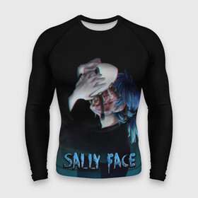 Мужской рашгард 3D с принтом Sally Face в Петрозаводске,  |  | sally face | игра | компьютерная игра | лицо | маска | протез | салли фейс | школа | шрамы