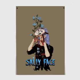 Постер с принтом Sally Face в Петрозаводске, 100% бумага
 | бумага, плотность 150 мг. Матовая, но за счет высокого коэффициента гладкости имеет небольшой блеск и дает на свету блики, но в отличии от глянцевой бумаги не покрыта лаком | sally face | игра | компьютерная игра | лицо | маска | протез | салли фейс | школа | шрамы