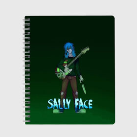 Тетрадь с принтом Sally Face в Петрозаводске, 100% бумага | 48 листов, плотность листов — 60 г/м2, плотность картонной обложки — 250 г/м2. Листы скреплены сбоку удобной пружинной спиралью. Уголки страниц и обложки скругленные. Цвет линий — светло-серый
 | sally face | игра | компьютерная игра | лицо | маска | протез | салли фейс | школа | шрамы