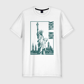 Мужская футболка премиум с принтом New York в Петрозаводске, 92% хлопок, 8% лайкра | приталенный силуэт, круглый вырез ворота, длина до линии бедра, короткий рукав | 