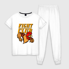 Женская пижама хлопок с принтом Fight Club в Петрозаводске, 100% хлопок | брюки и футболка прямого кроя, без карманов, на брюках мягкая резинка на поясе и по низу штанин | Тематика изображения на принте: box | boxing | bruce lee | champion | dragon | fight | fighter | judo | muay thai | team | tiger | ufc | али | боевые | боец | бой | бокс | боксер | борьба | брюс ли | воин | дзюдо | дракон | единоборства | искусство | карате | контакт | кулак | лев