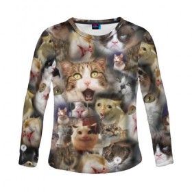 Женский лонгслив 3D с принтом Те самые коты в Петрозаводске, 100% полиэстер | длинные рукава, круглый вырез горловины, полуприлегающий силуэт | грустный кот мем | кот | кот мем | коты | кошка | мем | мем про котов | мемы | мемы с котами