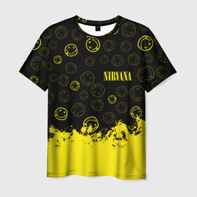 Мужская футболка 3D с принтом NIRVANA в Петрозаводске, 100% полиэфир | прямой крой, круглый вырез горловины, длина до линии бедер | like nirvana | nirvana | nirvana smells | nirvana spirit | nirvana teen | teen spirit | курт кобейн | нирвана | нирвана like. | нирвана smells
