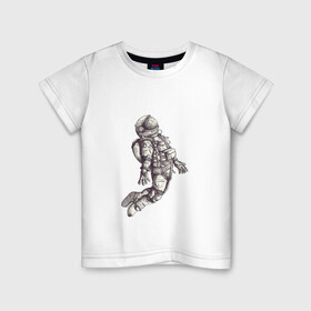 Детская футболка хлопок с принтом Космонавт в Петрозаводске, 100% хлопок | круглый вырез горловины, полуприлегающий силуэт, длина до линии бедер | 12 апреля | cosmonaut | space | апрель | астронавт | гагарин | космонавт | космонавтики | космос | юрий гагарин