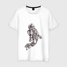 Мужская футболка хлопок с принтом Космонавт в Петрозаводске, 100% хлопок | прямой крой, круглый вырез горловины, длина до линии бедер, слегка спущенное плечо. | 12 апреля | cosmonaut | space | апрель | астронавт | гагарин | космонавт | космонавтики | космос | юрий гагарин