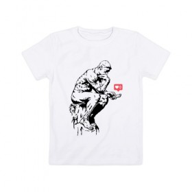 Детская футболка хлопок с принтом Философ в Петрозаводске, 100% хлопок | круглый вырез горловины, полуприлегающий силуэт, длина до линии бедер | Тематика изображения на принте: 