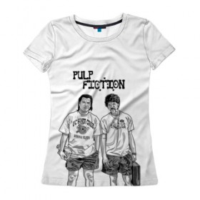 Женская футболка 3D с принтом Pulp Fiction в Петрозаводске, 100% полиэфир ( синтетическое хлопкоподобное полотно) | прямой крой, круглый вырез горловины, длина до линии бедер | кино | криминальное чтиво | тарантино | фильмы | чтиво