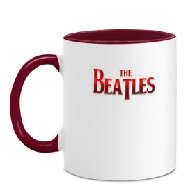 Кружка двухцветная с принтом The Beatles в Петрозаводске, керамика | объем — 330 мл, диаметр — 80 мм. Цветная ручка и кайма сверху, в некоторых цветах — вся внутренняя часть | Тематика изображения на принте: битлз | британская | группа | джон леннон | джордж харрисон | ливерпуль | пол маккартни | ринго старр | рок