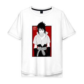 Мужская футболка хлопок Oversize с принтом SAD Sasuke в Петрозаводске, 100% хлопок | свободный крой, круглый ворот, “спинка” длиннее передней части | Тематика изображения на принте: 