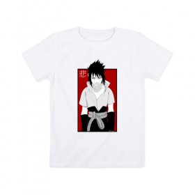 Детская футболка хлопок с принтом SAD Sasuke в Петрозаводске, 100% хлопок | круглый вырез горловины, полуприлегающий силуэт, длина до линии бедер | 