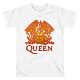 Мужская футболка хлопок с принтом Queen в Петрозаводске, 100% хлопок | прямой крой, круглый вырез горловины, длина до линии бедер, слегка спущенное плечо. | queen | богемская рапсодия | брайан мэи | британская | группа | королева | роджер тейлор | рок | фредди меркьюри