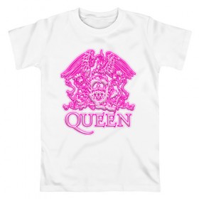 Мужская футболка хлопок с принтом Queen в Петрозаводске, 100% хлопок | прямой крой, круглый вырез горловины, длина до линии бедер, слегка спущенное плечо. | queen | богемская рапсодия | брайан мэи | британская | группа | королева | роджер тейлор | рок | фредди меркьюри