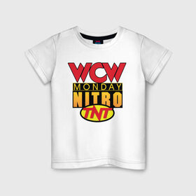 Детская футболка хлопок с принтом WCW Monday Night Nitro в Петрозаводске, 100% хлопок | круглый вырез горловины, полуприлегающий силуэт, длина до линии бедер | nitro | wcw | wrestling | рестлинг