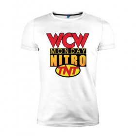 Мужская футболка премиум с принтом WCW Monday Night Nitro в Петрозаводске, 92% хлопок, 8% лайкра | приталенный силуэт, круглый вырез ворота, длина до линии бедра, короткий рукав | nitro | wcw | wrestling | рестлинг