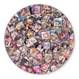 Коврик круглый с принтом Ахегао цвет в Петрозаводске, резина и полиэстер | круглая форма, изображение наносится на всю лицевую часть | ahegao | anime | color | manga | аниме | ахегао | коллаж | комиксы | лицо | манга | паттрен | цветной