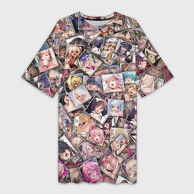 Платье-футболка 3D с принтом Ахегао цвет в Петрозаводске,  |  | ahegao | anime | color | manga | аниме | ахегао | коллаж | комиксы | лицо | манга | паттрен | цветной
