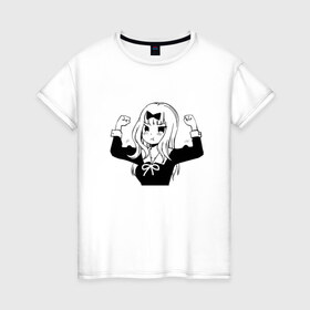 Женская футболка хлопок с принтом Чика Фудзивара в Петрозаводске, 100% хлопок | прямой крой, круглый вырез горловины, длина до линии бедер, слегка спущенное плечо | kaguya sama: love is war | аниме | тика фудзивара