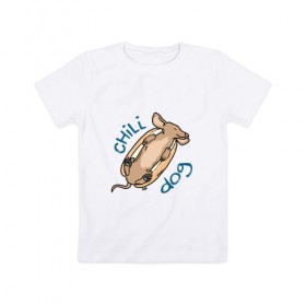 Детская футболка хлопок с принтом Chill Dog в Петрозаводске, 100% хлопок | круглый вырез горловины, полуприлегающий силуэт, длина до линии бедер | 