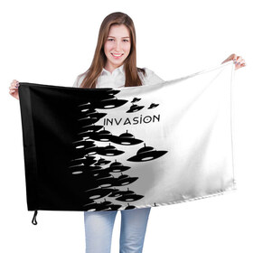 Флаг 3D с принтом Вторжение в Петрозаводске, 100% полиэстер | плотность ткани — 95 г/м2, размер — 67 х 109 см. Принт наносится с одной стороны | invasion | ufo | вторжение | инопланетянин | летающая тарелка | нло | пришельцы