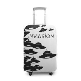 Чехол для чемодана 3D с принтом Вторжение в Петрозаводске, 86% полиэфир, 14% спандекс | двустороннее нанесение принта, прорези для ручек и колес | invasion | ufo | вторжение | инопланетянин | летающая тарелка | нло | пришельцы