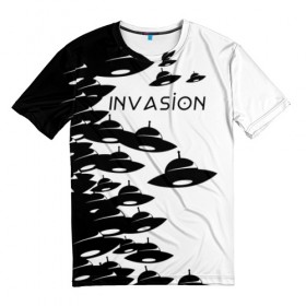 Мужская футболка 3D с принтом Вторжение в Петрозаводске, 100% полиэфир | прямой крой, круглый вырез горловины, длина до линии бедер | invasion | ufo | вторжение | инопланетянин | летающая тарелка | нло | пришельцы