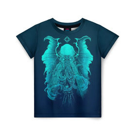 Детская футболка 3D с принтом Ктулху в Петрозаводске, 100% гипоаллергенный полиэфир | прямой крой, круглый вырез горловины, длина до линии бедер, чуть спущенное плечо, ткань немного тянется | ктулху | монстр | фэнтези | чудище
