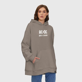 Худи SuperOversize хлопок с принтом AC/DC back in black в Петрозаводске, 70% хлопок, 30% полиэстер, мягкий начес внутри | карман-кенгуру, эластичная резинка на манжетах и по нижней кромке, двухслойный капюшон
 | ac dc | acdc | back in black