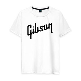 Мужская футболка хлопок с принтом Gibson в Петрозаводске, 100% хлопок | прямой крой, круглый вырез горловины, длина до линии бедер, слегка спущенное плечо. | Тематика изображения на принте: gibson | гибсон