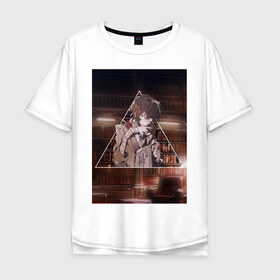 Мужская футболка хлопок Oversize с принтом ДАЗАЙ в Петрозаводске, 100% хлопок | свободный крой, круглый ворот, “спинка” длиннее передней части | бродячие псы | дадзай | осаму | осаму дазай