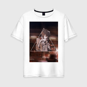 Женская футболка хлопок Oversize с принтом ДАЗАЙ в Петрозаводске, 100% хлопок | свободный крой, круглый ворот, спущенный рукав, длина до линии бедер
 | бродячие псы | дадзай | осаму | осаму дазай