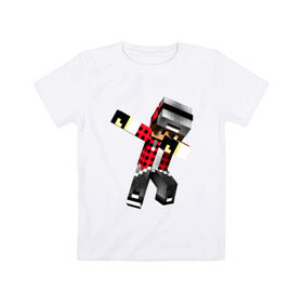 Детская футболка хлопок с принтом Dab Minecraft в Петрозаводске, 100% хлопок | круглый вырез горловины, полуприлегающий силуэт, длина до линии бедер | dab | deb | minecraft | даб | деб | майнкрафт