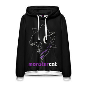 Мужская толстовка 3D с принтом Monstercat в Петрозаводске, 100% полиэстер | двухслойный капюшон со шнурком для регулировки, мягкие манжеты на рукавах и по низу толстовки, спереди карман-кенгуру с мягким внутренним слоем. | Тематика изображения на принте: monstercat | клуб | клубная музыка | кот | котенок | кошка | лейбл | монстар | монстар кет | монстер | музыка | танцевальная музыка | электронная | электронная музыка