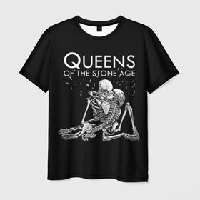Мужская футболка 3D с принтом Queens of the Stone Age в Петрозаводске, 100% полиэфир | прямой крой, круглый вырез горловины, длина до линии бедер | josh homme | metal | qotsa | queens of the stone age | rock | группы | метал | музыка | рок
