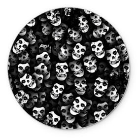 Коврик круглый с принтом Призраки Мисфитс в Петрозаводске, резина и полиэстер | круглая форма, изображение наносится на всю лицевую часть | misfits | punk | punk rock | rock | лицо | мисфитс | панк | панк рок | паттрен | призрак | рок | скелет | череп | черно белый