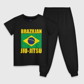 Детская пижама хлопок с принтом Brazilian Jiu Jitsu в Петрозаводске, 100% хлопок |  брюки и футболка прямого кроя, без карманов, на брюках мягкая резинка на поясе и по низу штанин
 | box | boxing | bruce lee | champion | dragon | fight | fighter | judo | muay thai | team | tiger | ufc | али | боевые | боец | бой | бокс | боксер | борьба | брюс ли | воин | дзюдо | дракон | единоборства | искусство | карате | контакт | кулак | лев