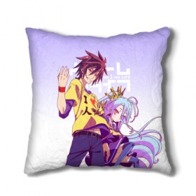 Подушка 3D с принтом No Game No Life в Петрозаводске, наволочка – 100% полиэстер, наполнитель – холлофайбер (легкий наполнитель, не вызывает аллергию). | состоит из подушки и наволочки. Наволочка на молнии, легко снимается для стирки | no game no life | аниме | без игры жизни нет | манга | нет игры   нет жизни | сора и сиро | широ