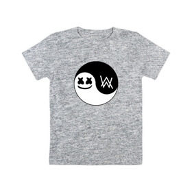 Детская футболка хлопок с принтом Marshmello VS Alan Walker в Петрозаводске, 100% хлопок | круглый вырез горловины, полуприлегающий силуэт, длина до линии бедер | Тематика изображения на принте: 