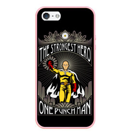 Чехол для iPhone 5/5S матовый с принтом One Punch Man в Петрозаводске, Силикон | Область печати: задняя сторона чехла, без боковых панелей | one punch man | onepunchman | oppai | аниме | ван панч мен | ванпанчмен | манга | сайтама | супергерои | человек один удар