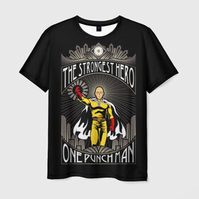 Мужская футболка 3D с принтом One Punch Man в Петрозаводске, 100% полиэфир | прямой крой, круглый вырез горловины, длина до линии бедер | Тематика изображения на принте: one punch man | onepunchman | oppai | аниме | ван панч мен | ванпанчмен | манга | сайтама | супергерои | человек один удар