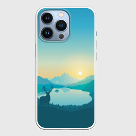 Чехол для iPhone 13 Pro с принтом Векторная природа в Петрозаводске,  |  | firewatch | вектор | восход | гора | горы | дерево | деревья | закат | лес | небо | озеро | олень | природа | природный заповедник | река | северный олень | солнце