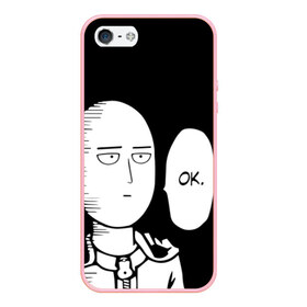 Чехол для iPhone 5/5S матовый с принтом One Punch Man в Петрозаводске, Силикон | Область печати: задняя сторона чехла, без боковых панелей | one punch man | onepunchman | oppai | аниме | ван панч мен | ванпанчмен | манга | сайтама | супергерои | человек один удар