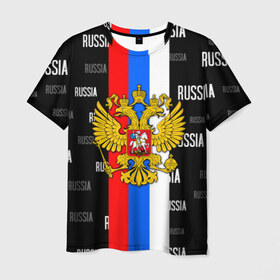 Мужская футболка 3D с принтом RUSSIA в Петрозаводске, 100% полиэфир | прямой крой, круглый вырез горловины, длина до линии бедер | criminal russia | moscow russia | mother russia. | russia | team russia | за русь | костюм россия | раша | россия | русь