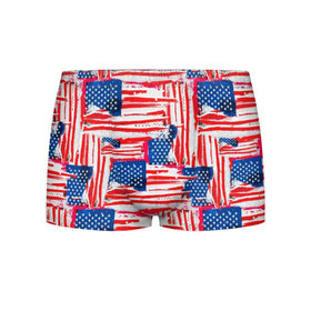 Мужские трусы 3D с принтом Флаг США Американский стиль в Петрозаводске, 50% хлопок, 50% полиэстер | классическая посадка, на поясе мягкая тканевая резинка | 