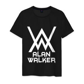 Мужская футболка хлопок с принтом Alan Walker в Петрозаводске, 100% хлопок | прямой крой, круглый вырез горловины, длина до линии бедер, слегка спущенное плечо. | alan walker | алан валкер | алан волкер | алан уокер | диджей | музыка | музыкант | песни